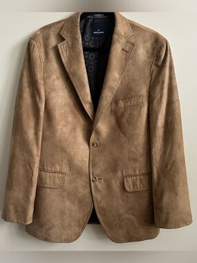 Daniel Hechter Men’s Jacket Tan/Light Brown Faux Suede Sport Coat Blazer